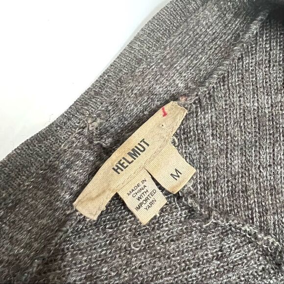 HELMUT LANG Medium Alpaca Silk Blend Gray Taupe Open Cardigan - Picture 4 of 12